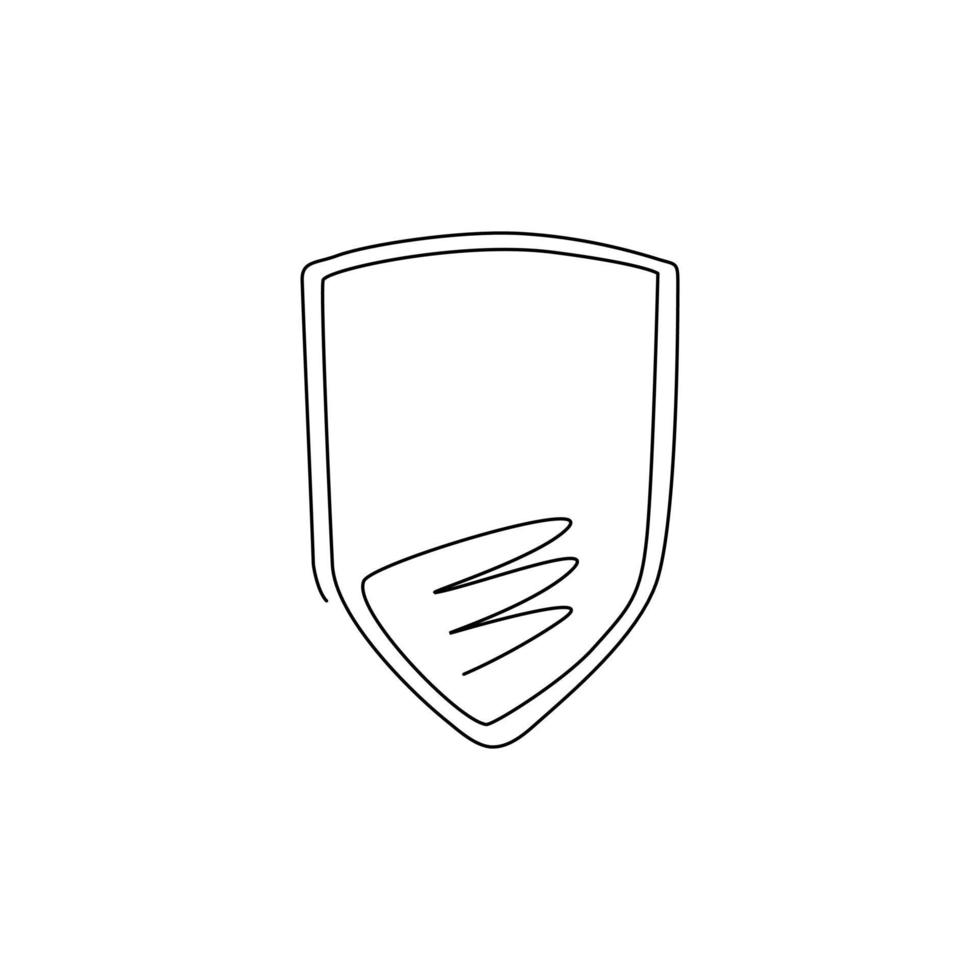 Single one line drawing shield secure and protection trendy flat style icon symbol. Shield symbol for web site design, logo, app, UI. Modern continuous line draw design graphic vector illustration