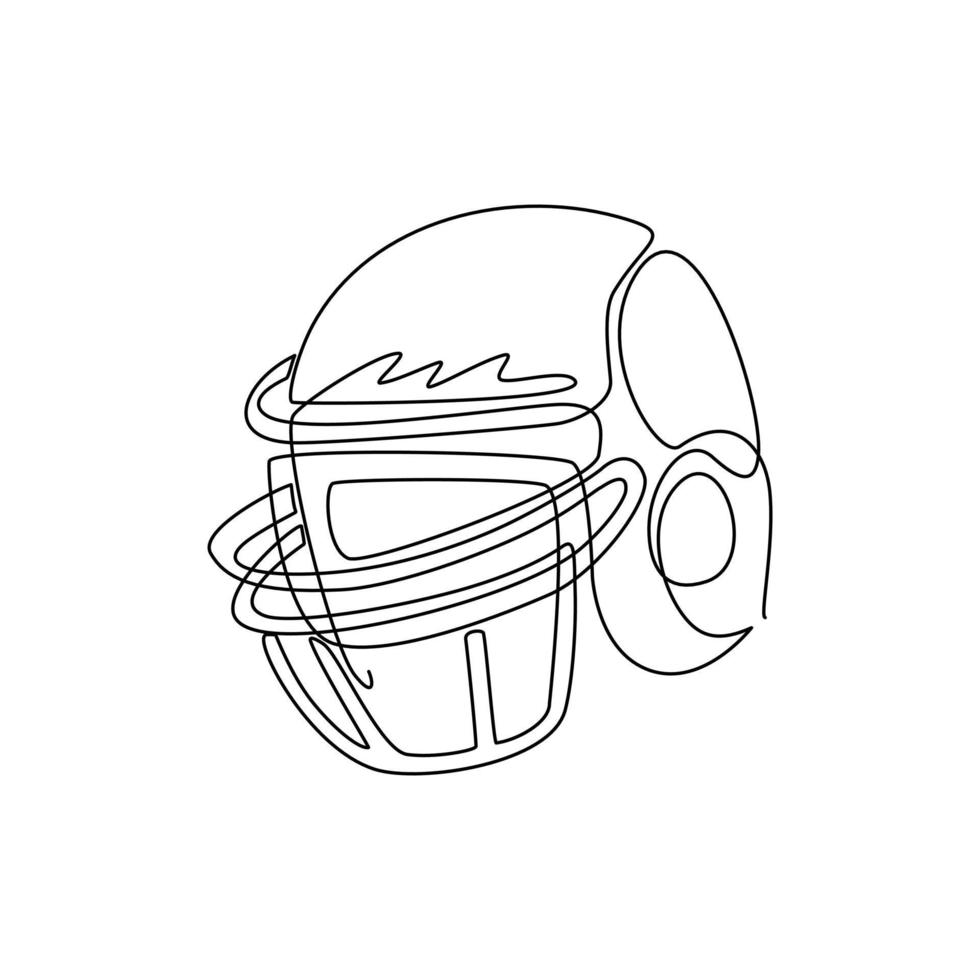 Single continuous line drawing american football helmet icon. Competitive sport. Design element for logo, label, emblem, sign, poster, t-shirt. Dynamic one line draw graphic design vector illustration