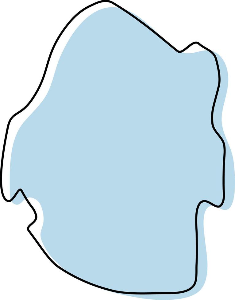 Stylized simple outline map of Swaziland icon. Blue sketch map of Swaziland vector illustration
