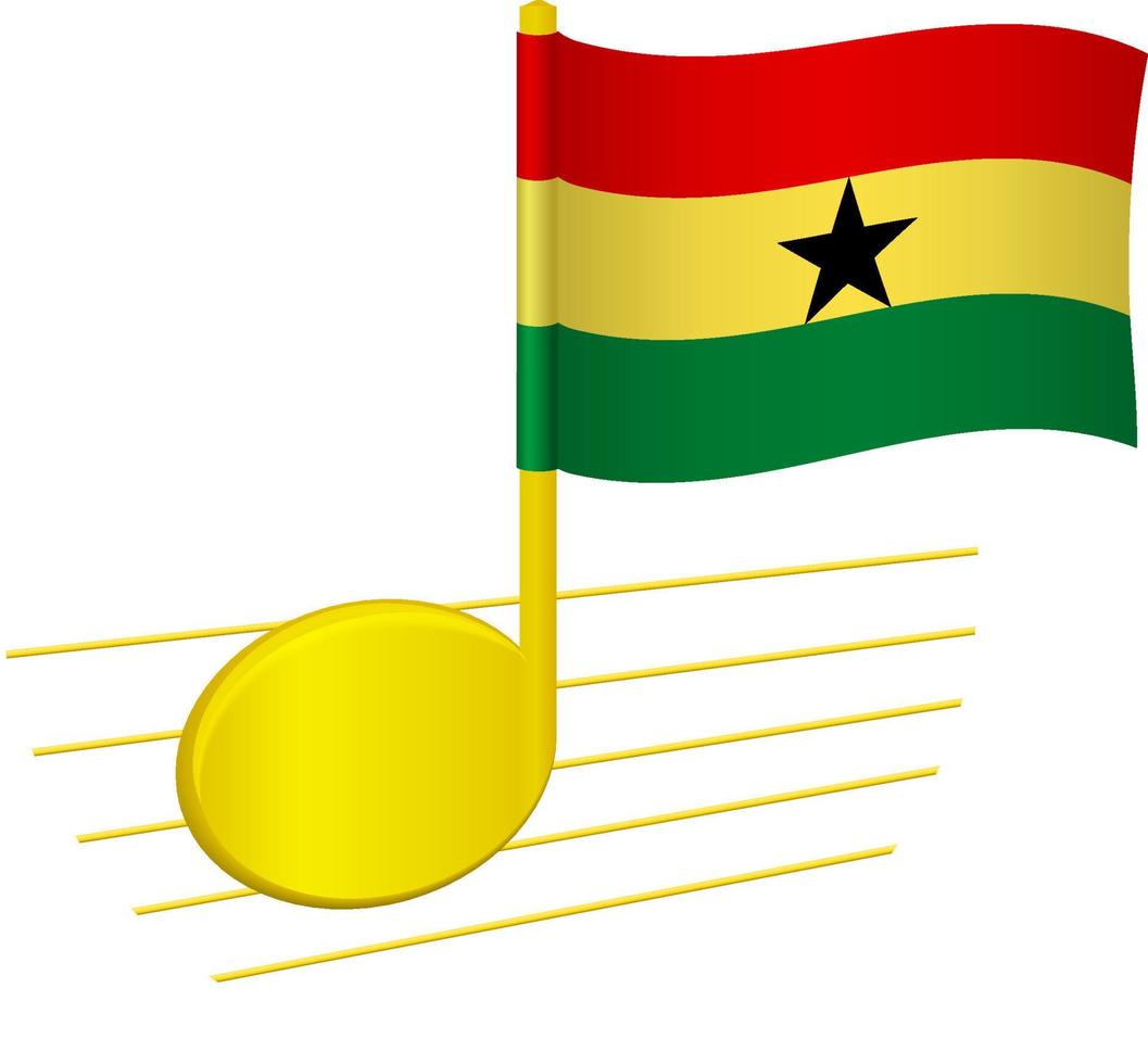 bandera de ghana y nota musical vector