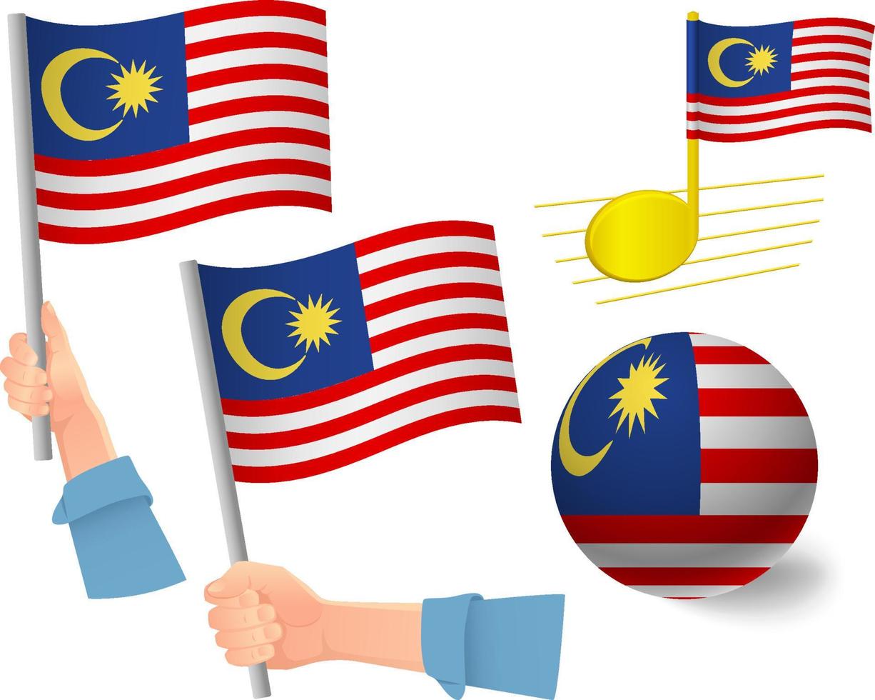 Malaysia flag icon set vector