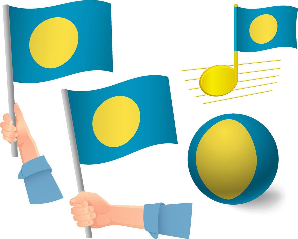 Palau flag icon set vector