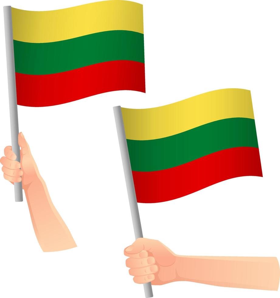 lithuania flag in hand icon vector