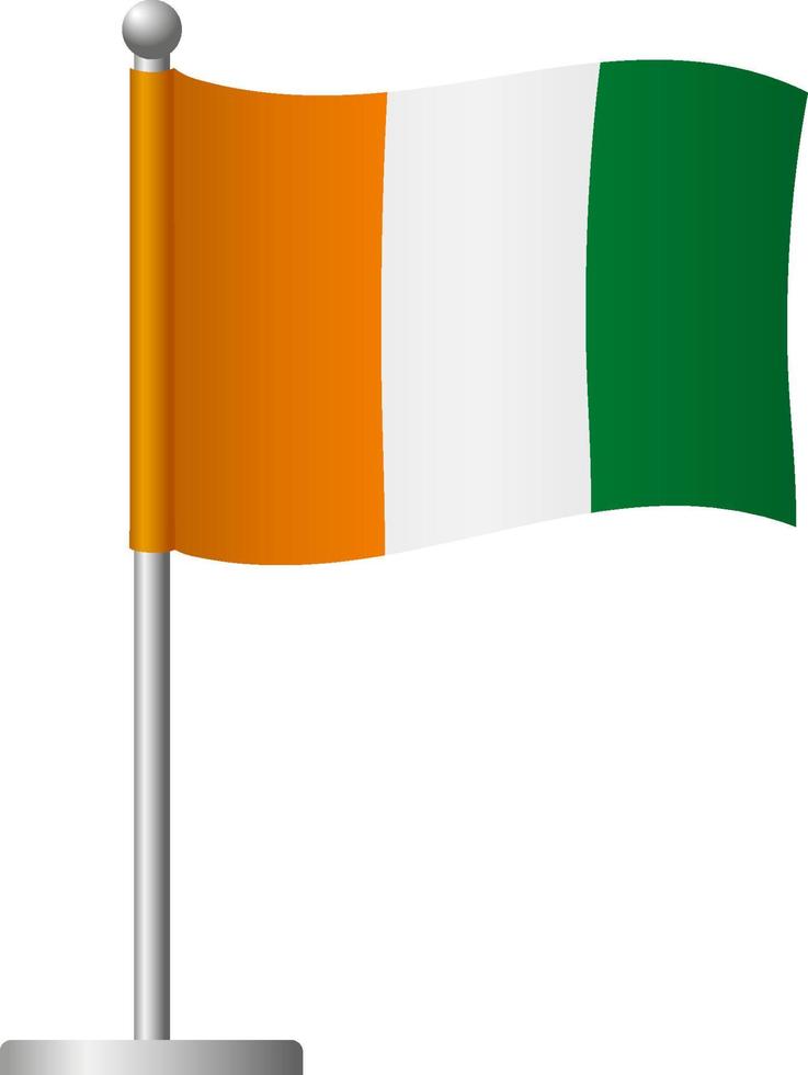 cote d'ivoire - Ivory Coast flag on pole icon vector