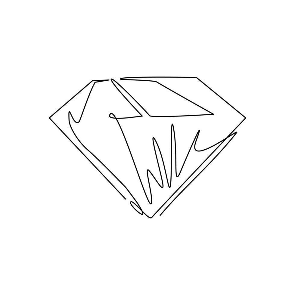 Single continuous line drawing brilliant, diamond flat line icon. linear style sign for mobile concept and web design. Symbol, logo illustration. Pixel perfect. Dynamic one line draw graphic vector