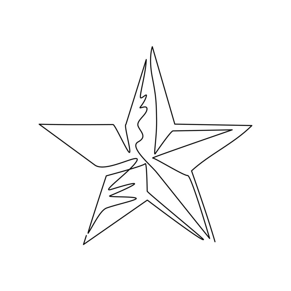 Continuous one line drawing favourite star icon logo template for many purposes. Stars rating review icon for website, mobile apps, banner, poster. Single line draw design vector graphic illustration