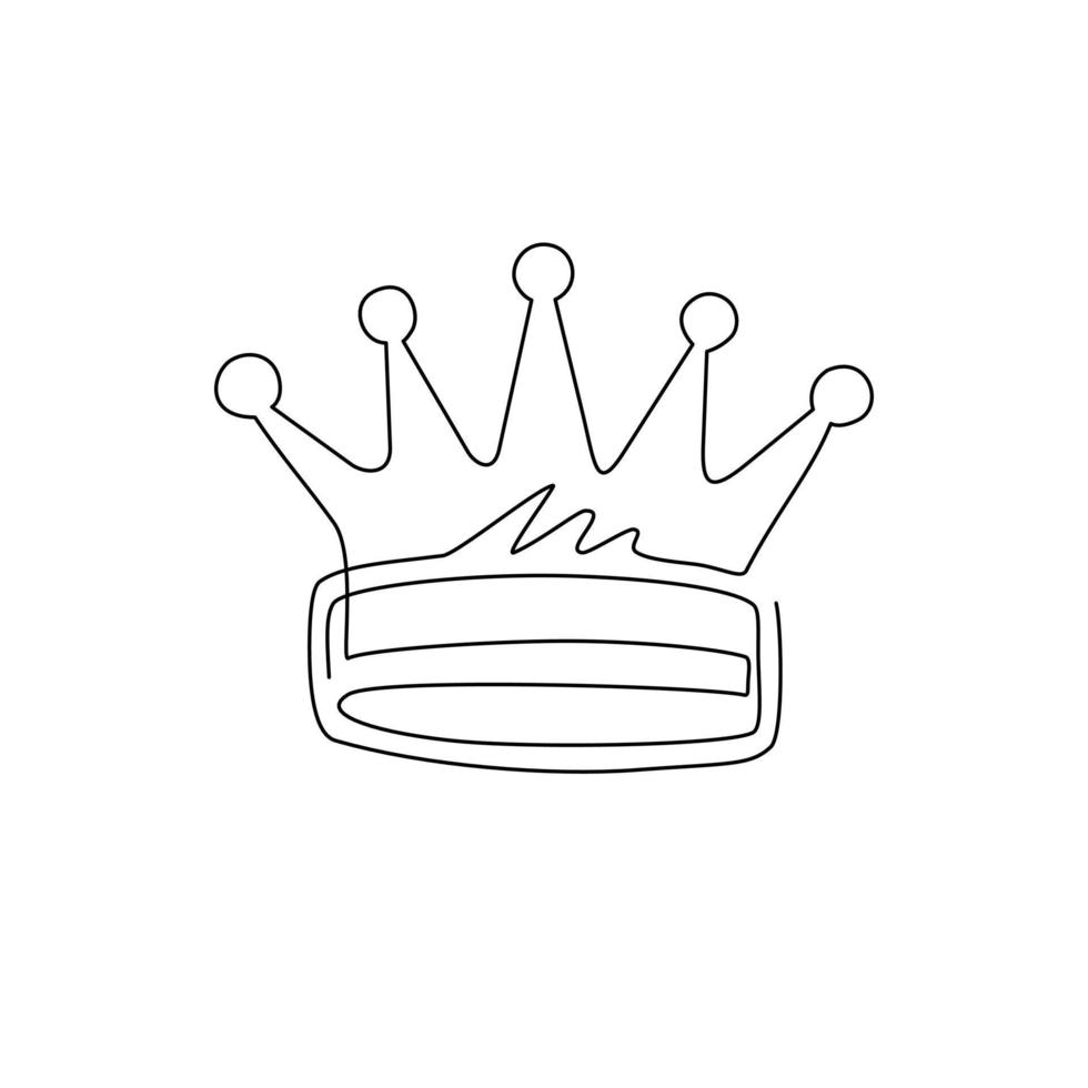 Single one line drawing heraldic symbols, royal crown icon, crown for coat of arms and blazons. Royal, luxury, vip, first class sign. Winner award. Modern continuous line draw design graphic vector