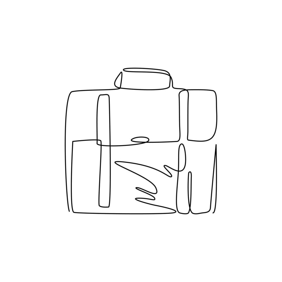 logotipo de icono de maletín de dibujo de línea continua única. bolsa, símbolo de cartera. signo de maleta plana aislado sobre fondo blanco. simple para diseño gráfico y web. Ilustración de vector de dibujo de una línea dinámica