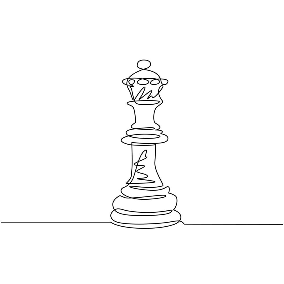 Single continuous line drawing chess queen logo isolated on white background. Chess logo for web site, app, print presentation. Creative art concept, eps 10. One line draw design vector illustration