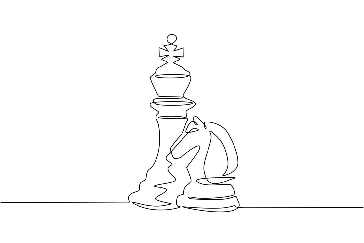 Single one line drawing chess pieces aligned, luxury hand drawn or  engraving. King, Queen, Bishop, Knight, Rook, Pawn. Leader success concept.  Continuous line draw design graphic vector illustration 8719209 Vector Art  at