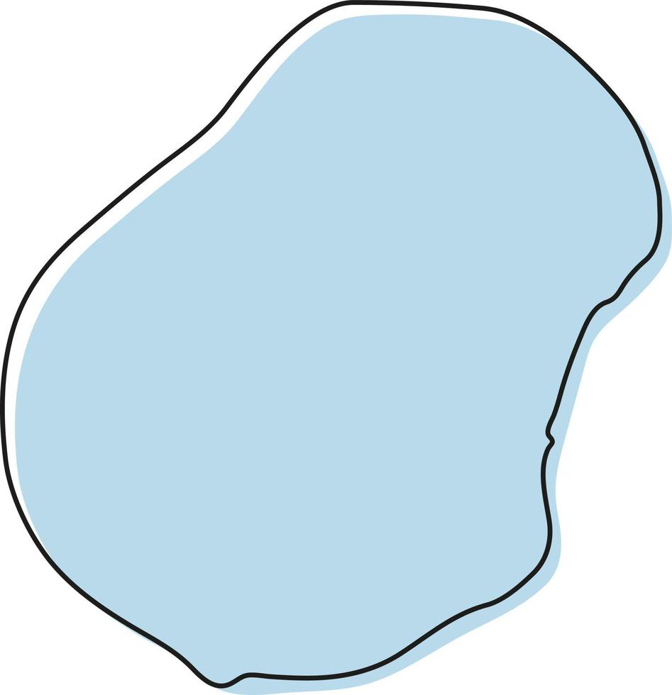 Stylized simple outline map of Nauru icon. Blue sketch map of Nauru vector illustration