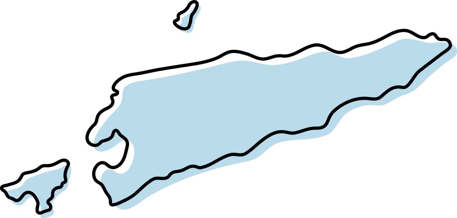 Stylized simple outline map of Timor-Leste icon. Blue sketch map of Timor-Leste vector illustration