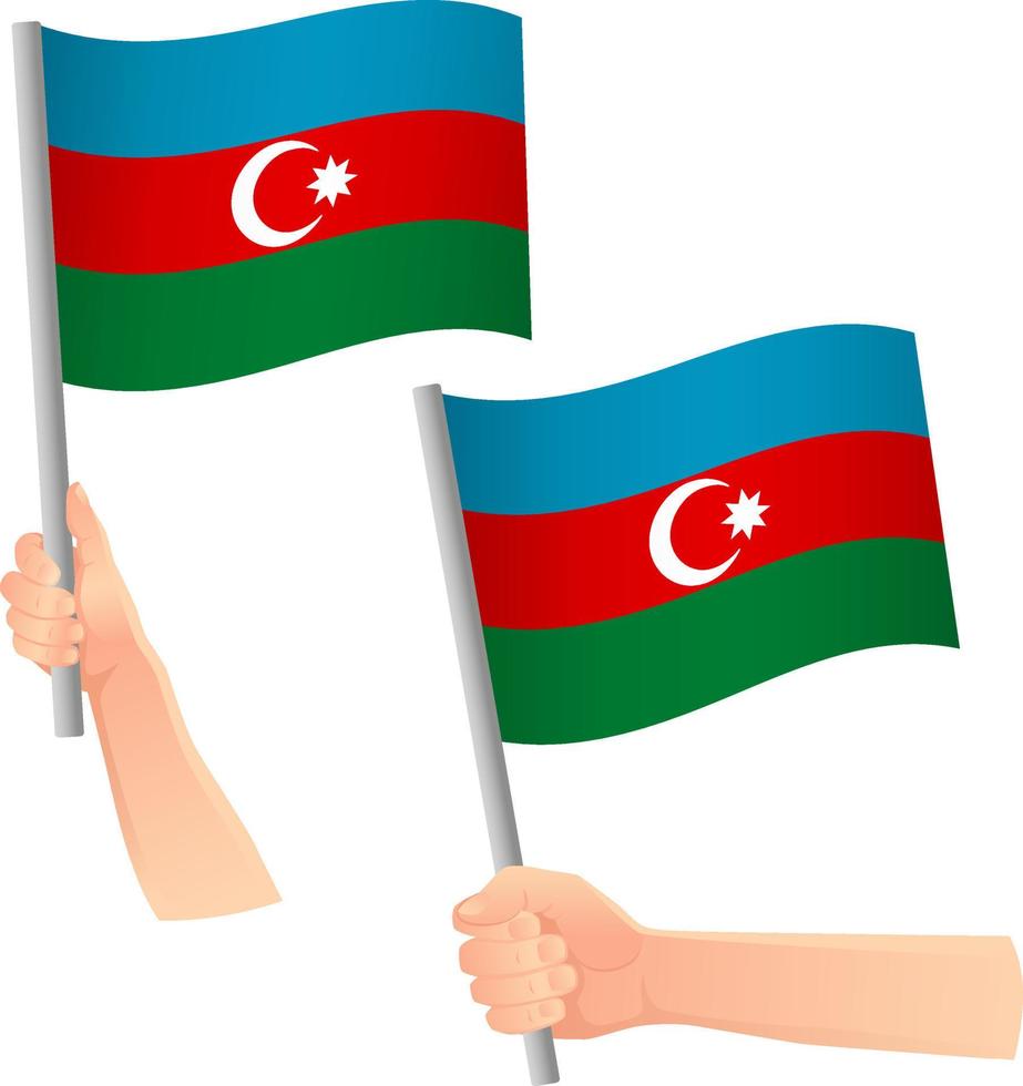 azerbaiyán, bandera, en, mano, icono vector