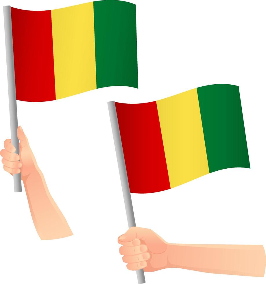 icono de la bandera de guinea en la mano vector