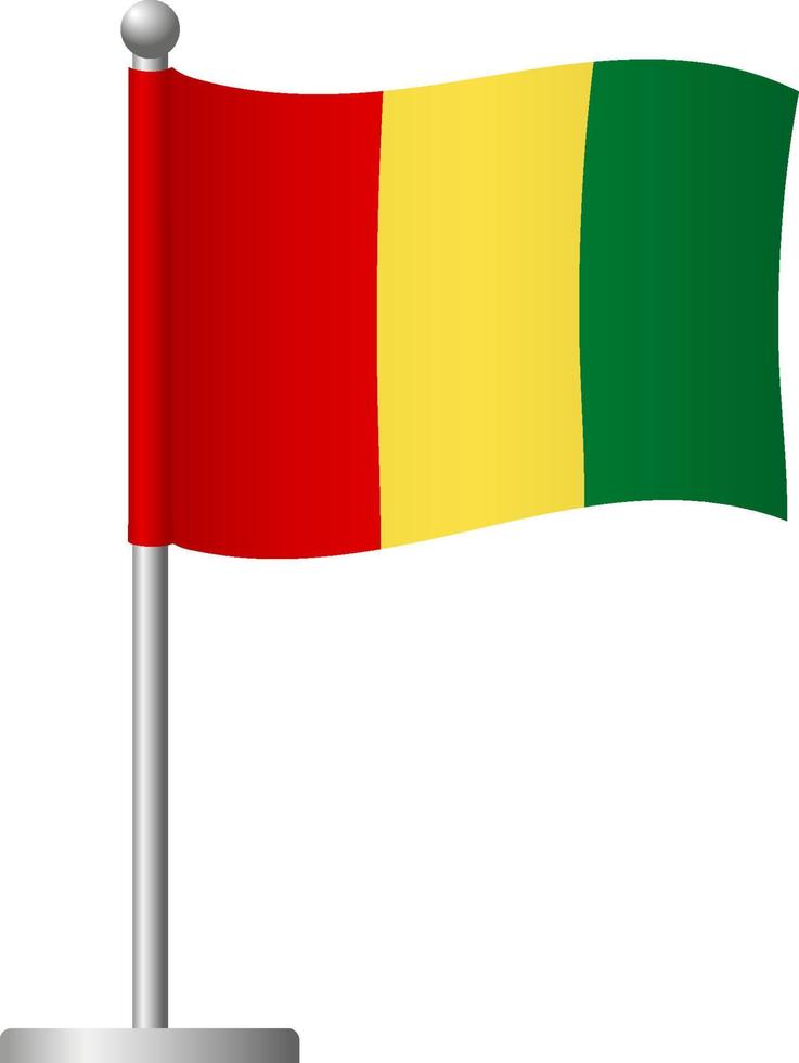 Guinea flag on pole icon vector