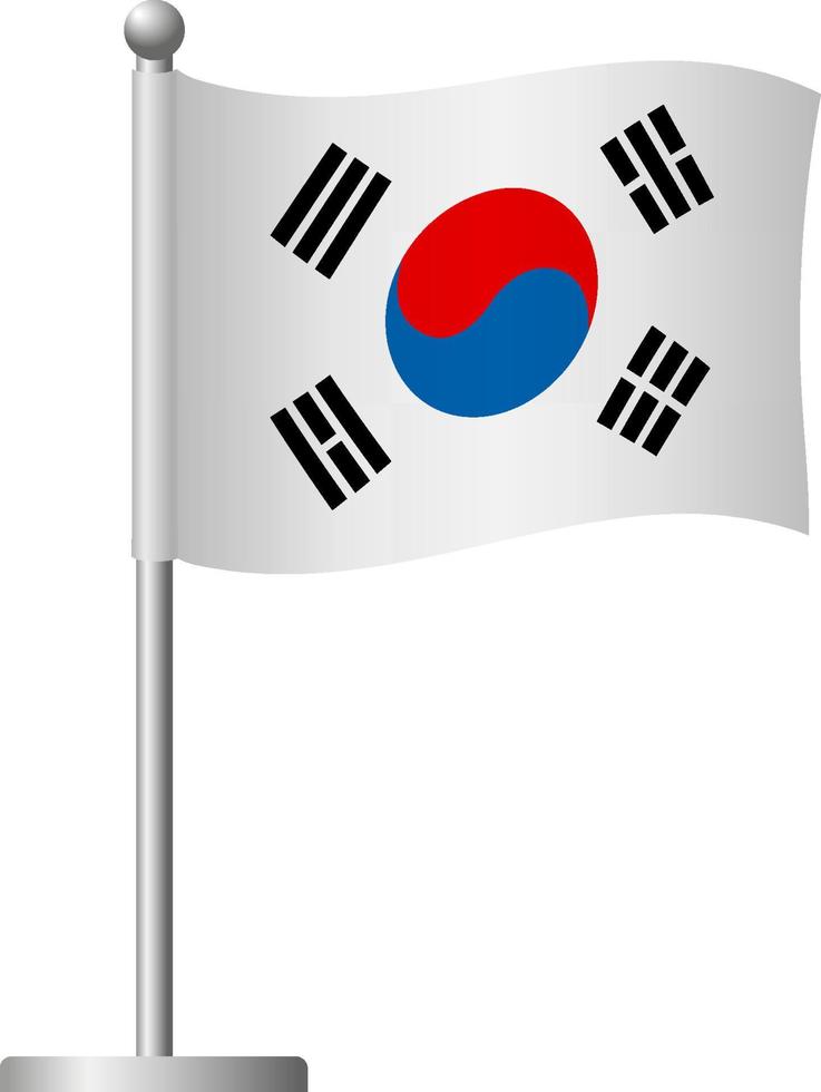 south korea flag on pole icon vector