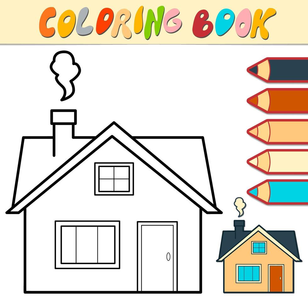 Coloring book or page for kids. house black and white vector