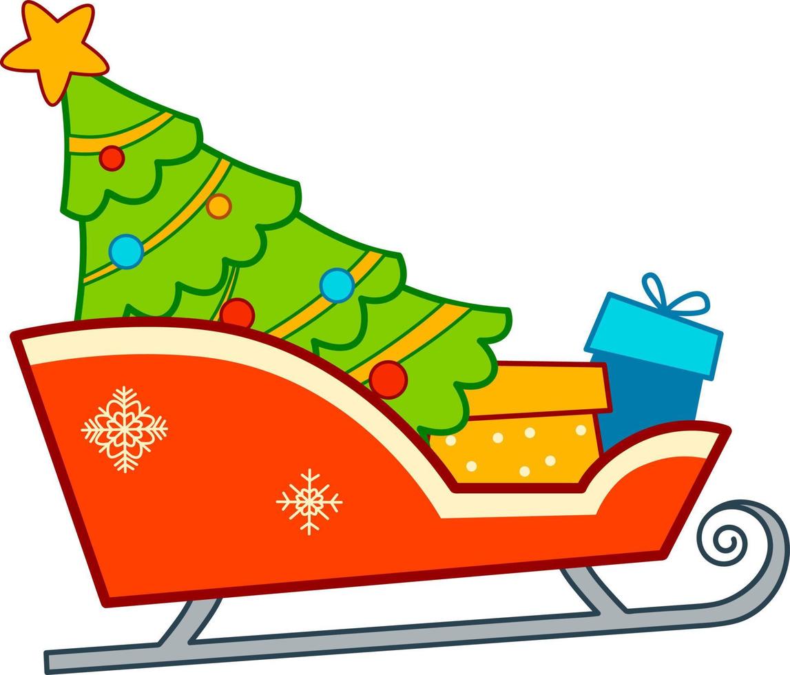 Christmas cartoons clip art. Christmas sled vector illustration