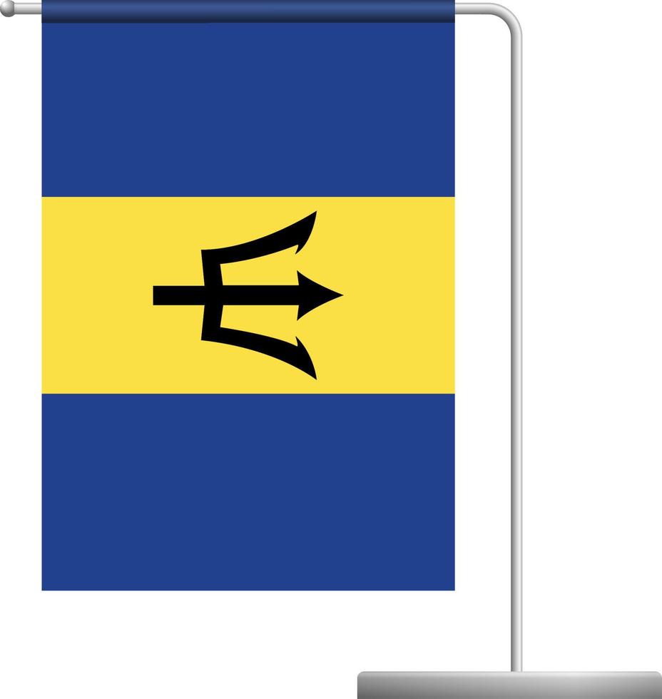 Barbados flag on pole icon vector