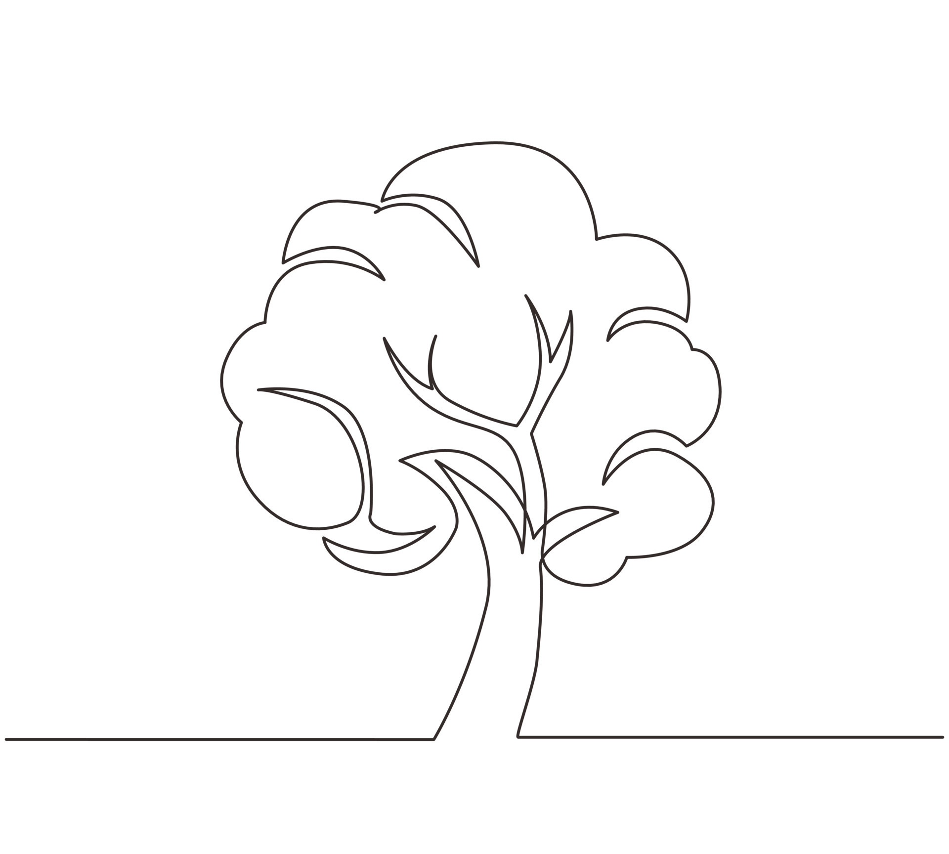 dibujo de una sola línea árbol verde fértil sobre fondo blanco, árboles para decorar jardines y diseños de casas. día de la tierra, concepto de ecología. ilustración de vector gráfico de diseño dibujo de una sola línea árbol verde fértil sobre fondo blanco, árboles para decorar jardines y diseños de casas. día de la tierra, concepto de ecología. ilustración de vector gráfico de diseño