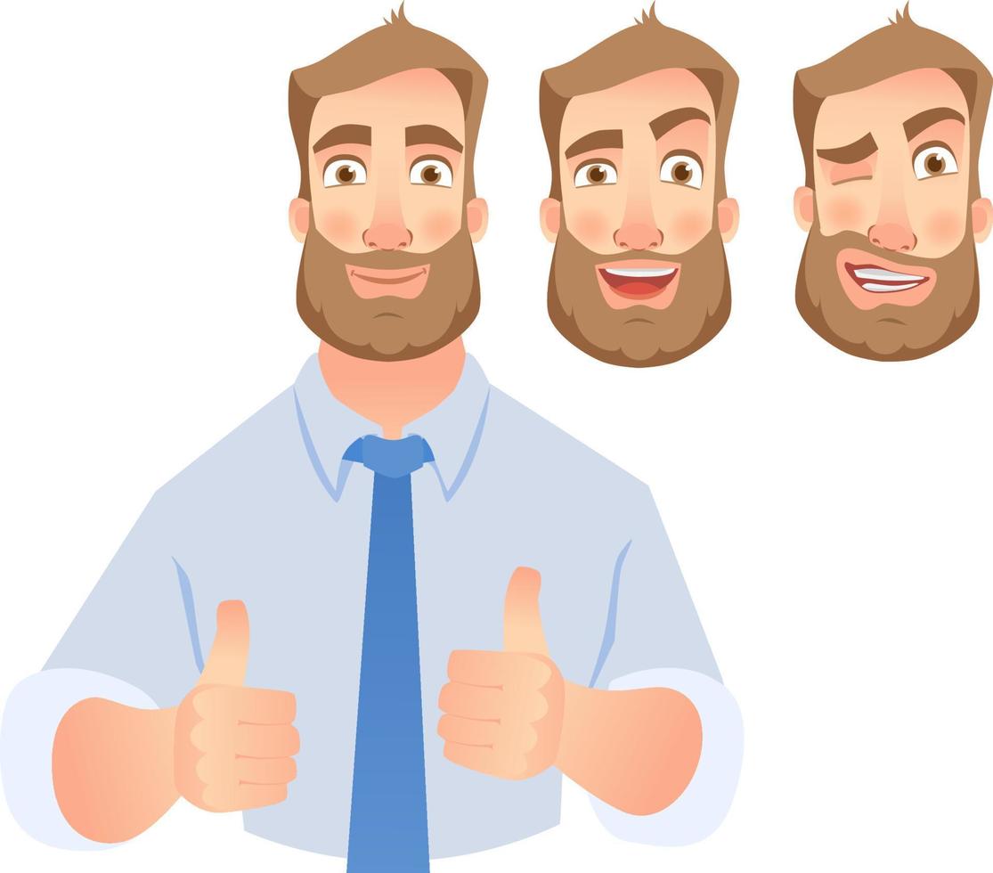 Businessman show thumb up -set vector