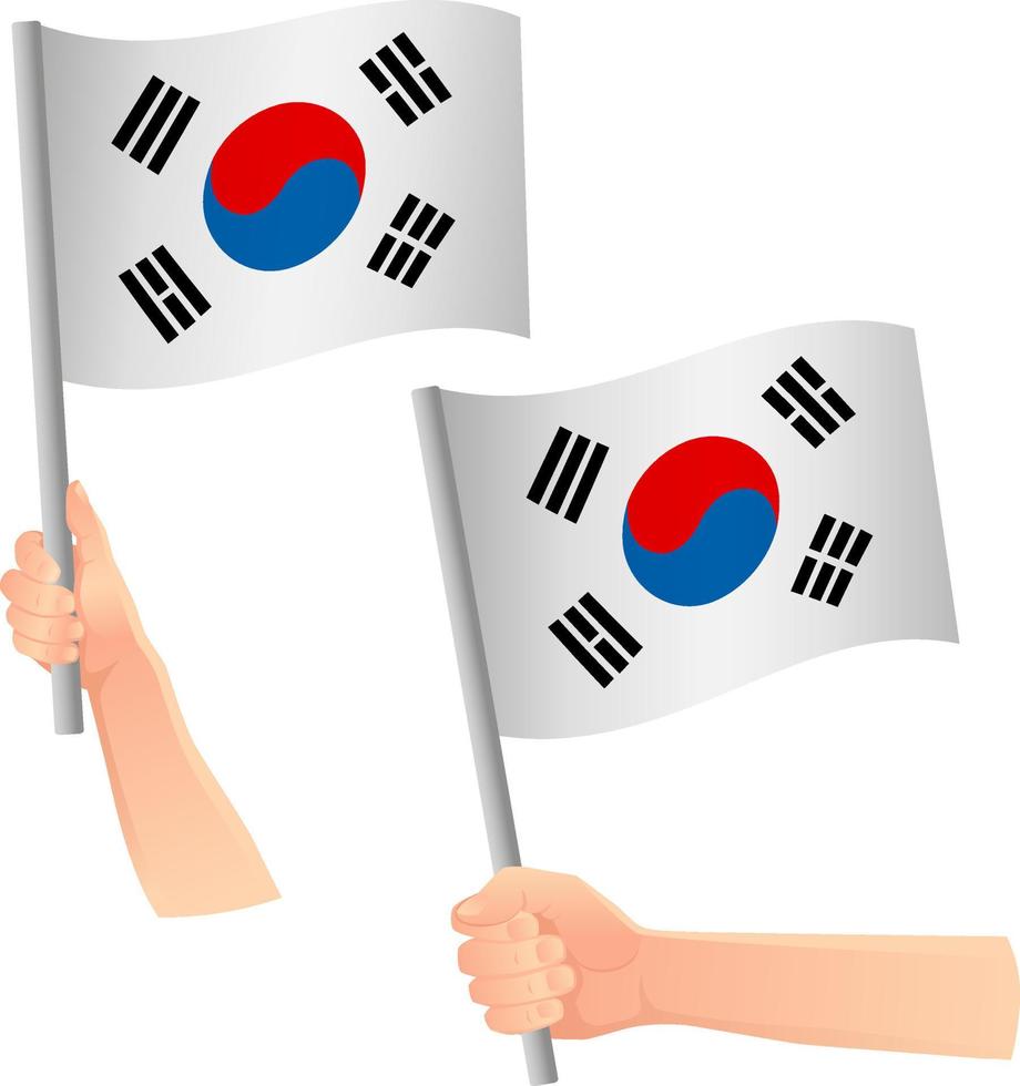 south korea flag in hand icon vector