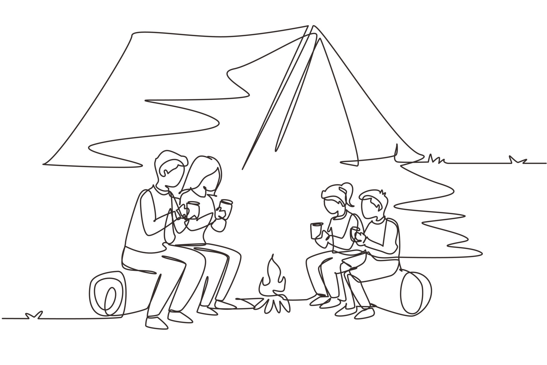 Camping Drawing  How To Draw Camping Step By Step