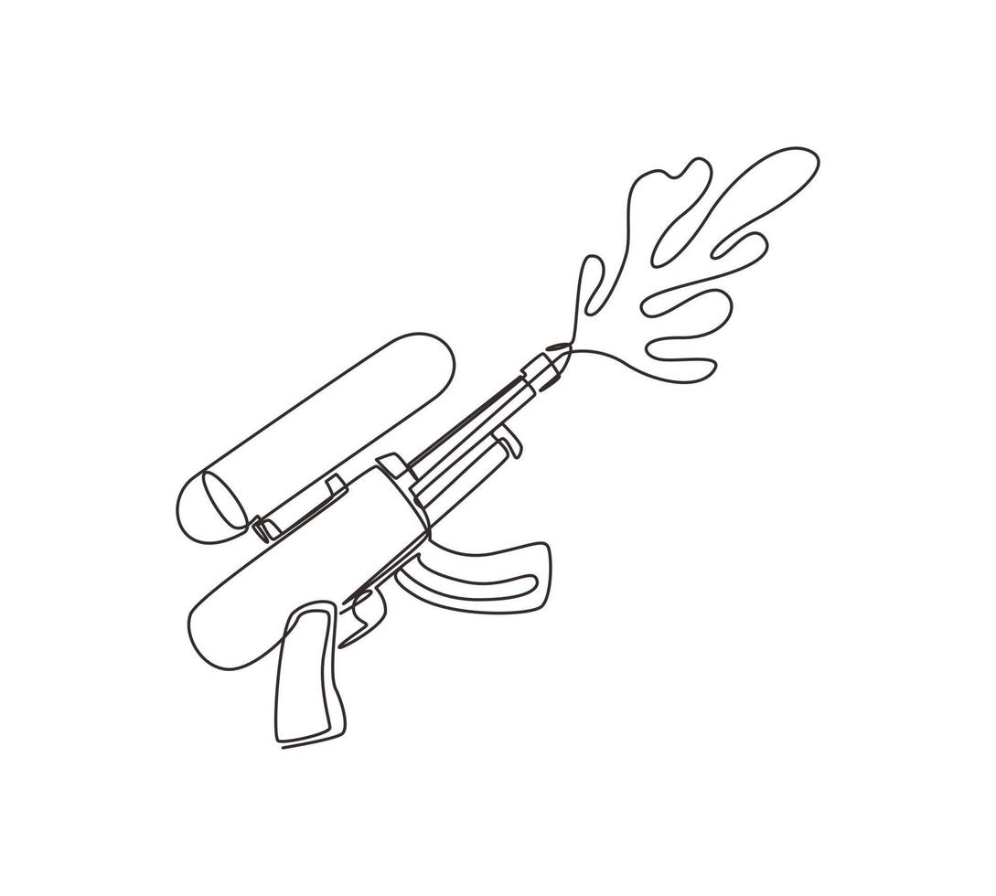 ilustración de pistola de agua de dibujo de una sola línea. juguete de plástico de verano. ilustración de pistola de agua de dibujo de una sola línea. juguete de plástico de verano.