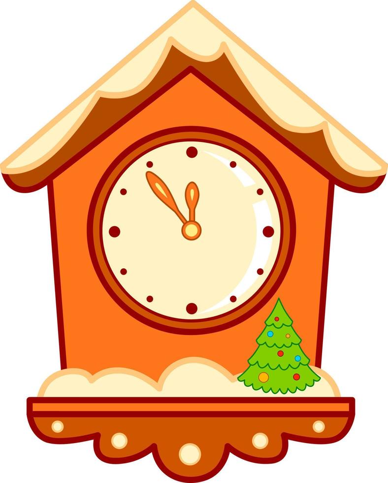 imágenes prediseñadas de dibujos animados de navidad. reloj, vector, ilustración vector