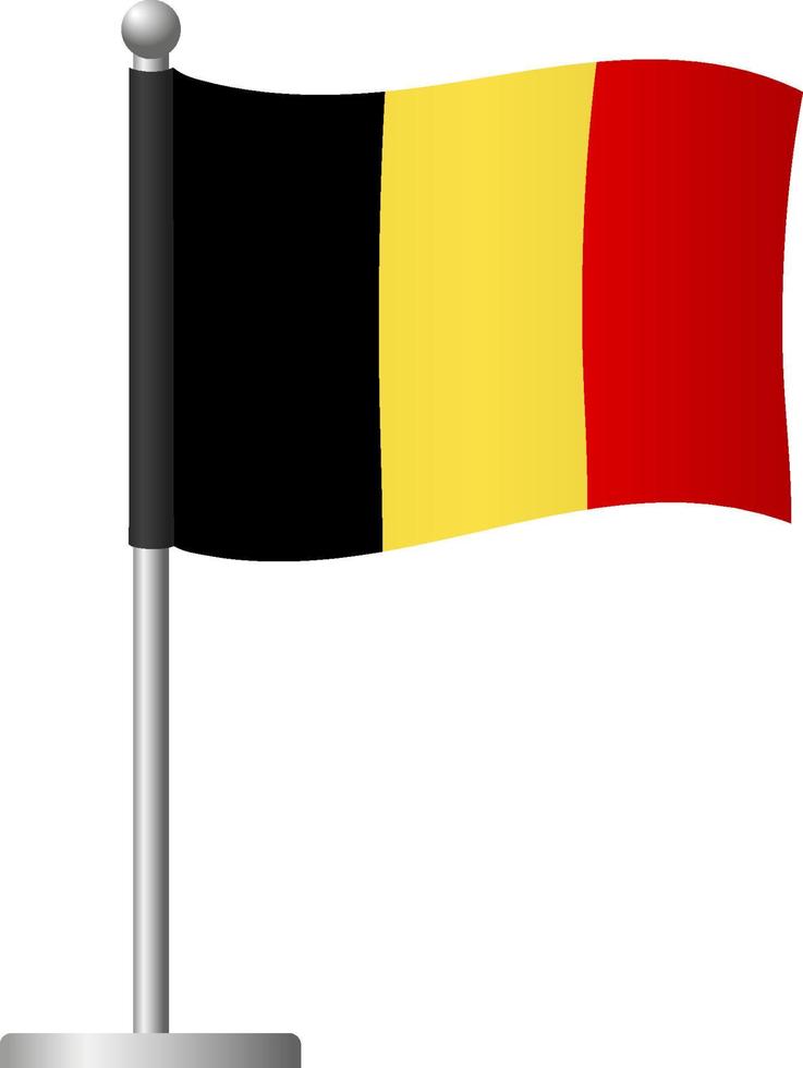 Belgium flag on pole icon vector