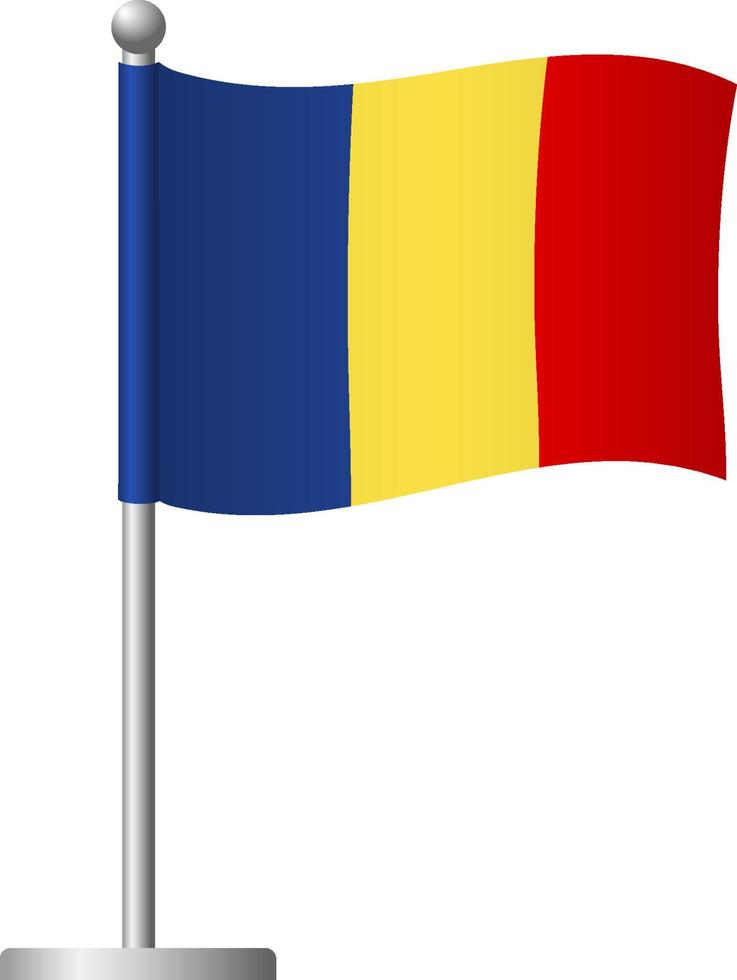 Chad flag on pole icon vector