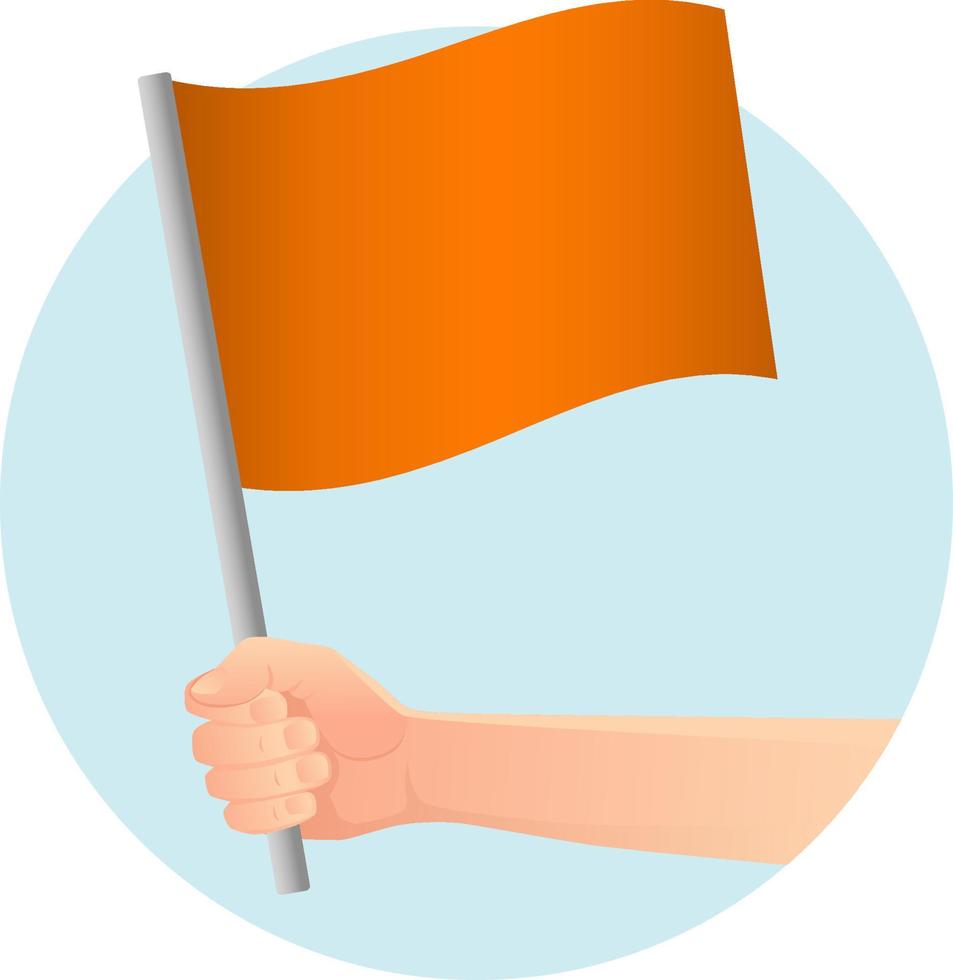 bandera naranja en la mano vector