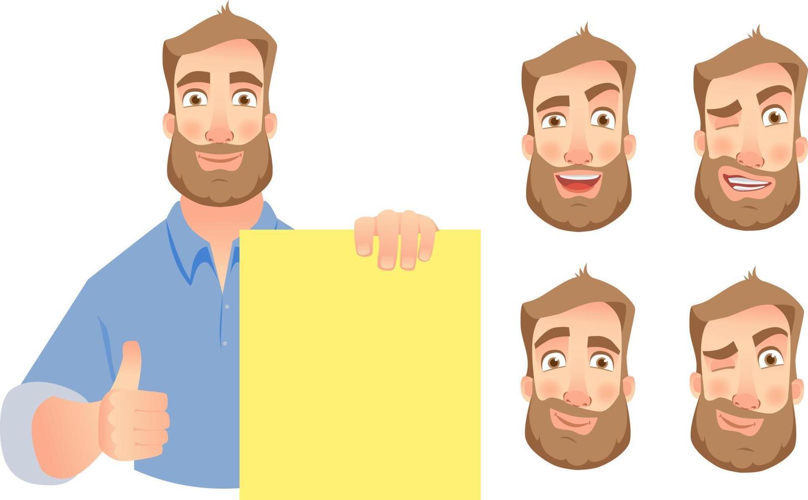 man holding blank paper set vector