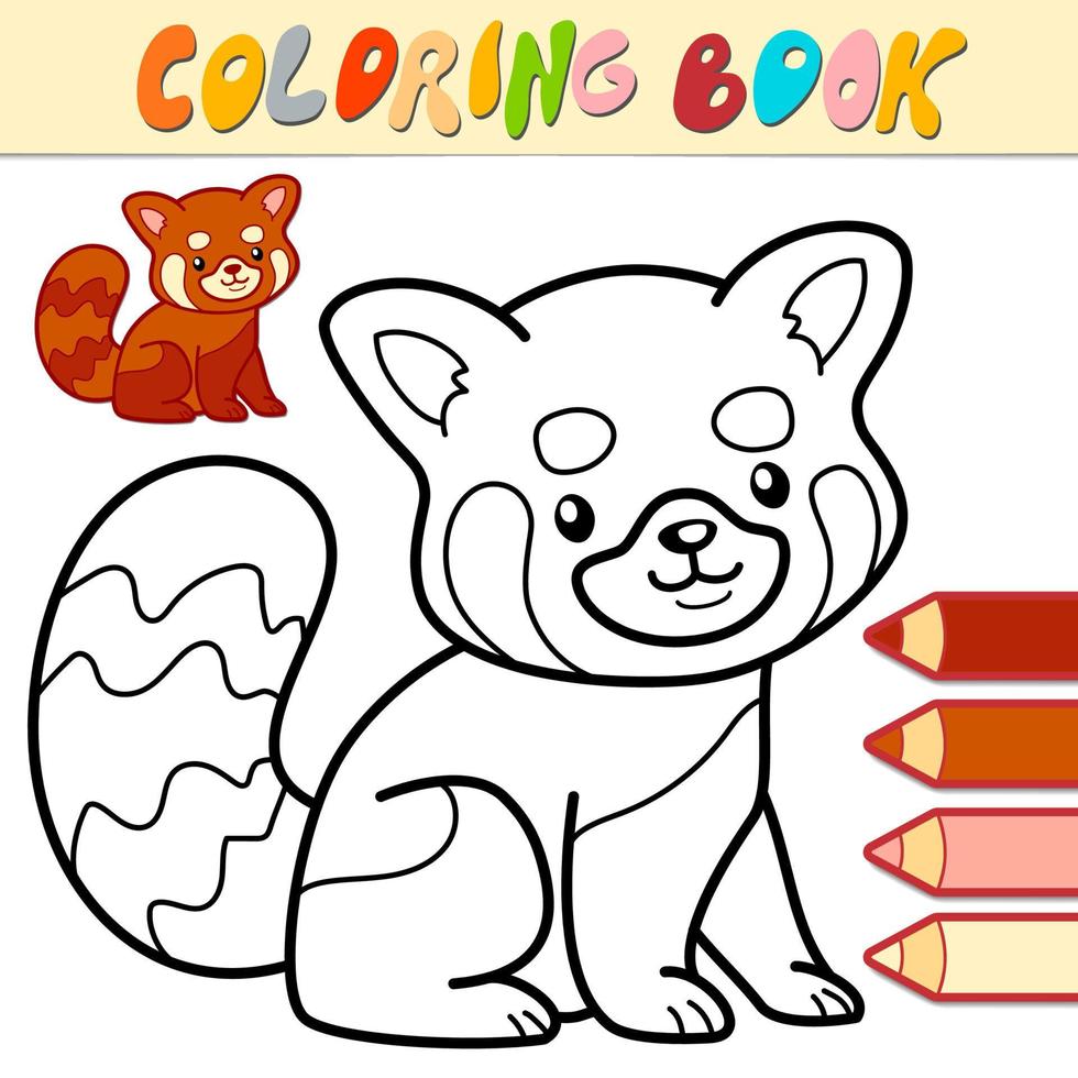 libro de colorear o página para niños. panda rojo vector blanco y negro
