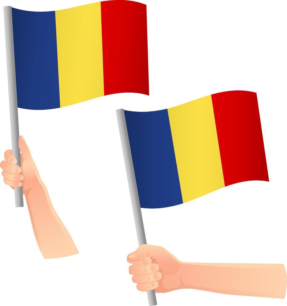 Romania flag in hand icon vector