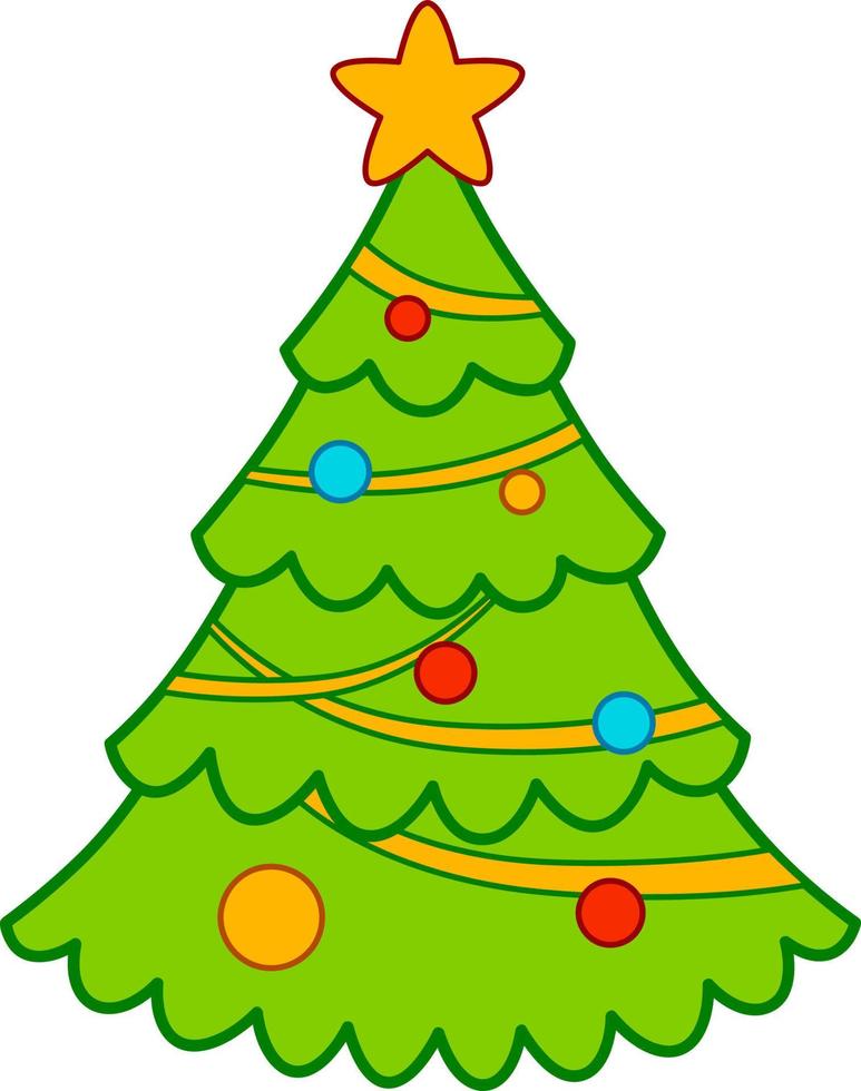 Christmas cartoons clip art. Christmas tree vector illustration