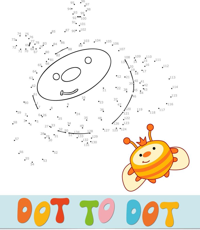 Dot to dot puzzle for children. Connect dots game. Bee vector illustration