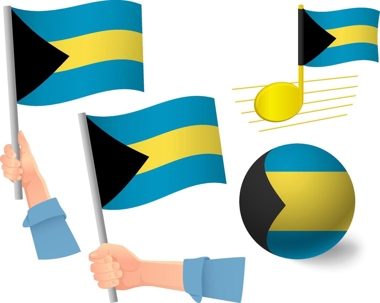 conjunto de iconos de bandera de bahamas vector