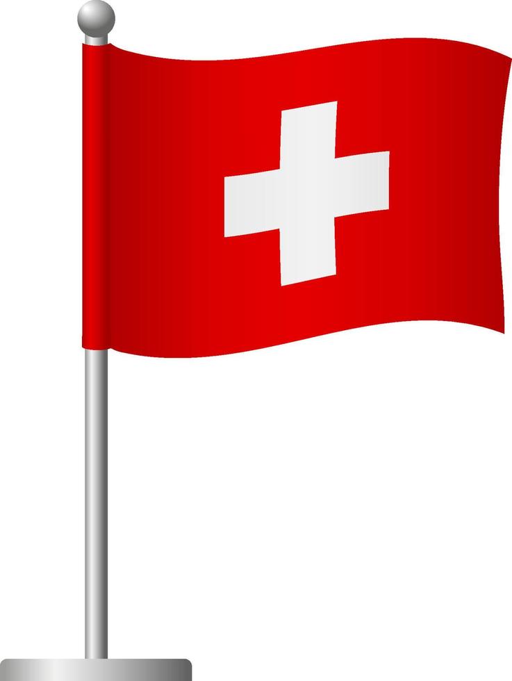 Switzerland flag on pole icon vector