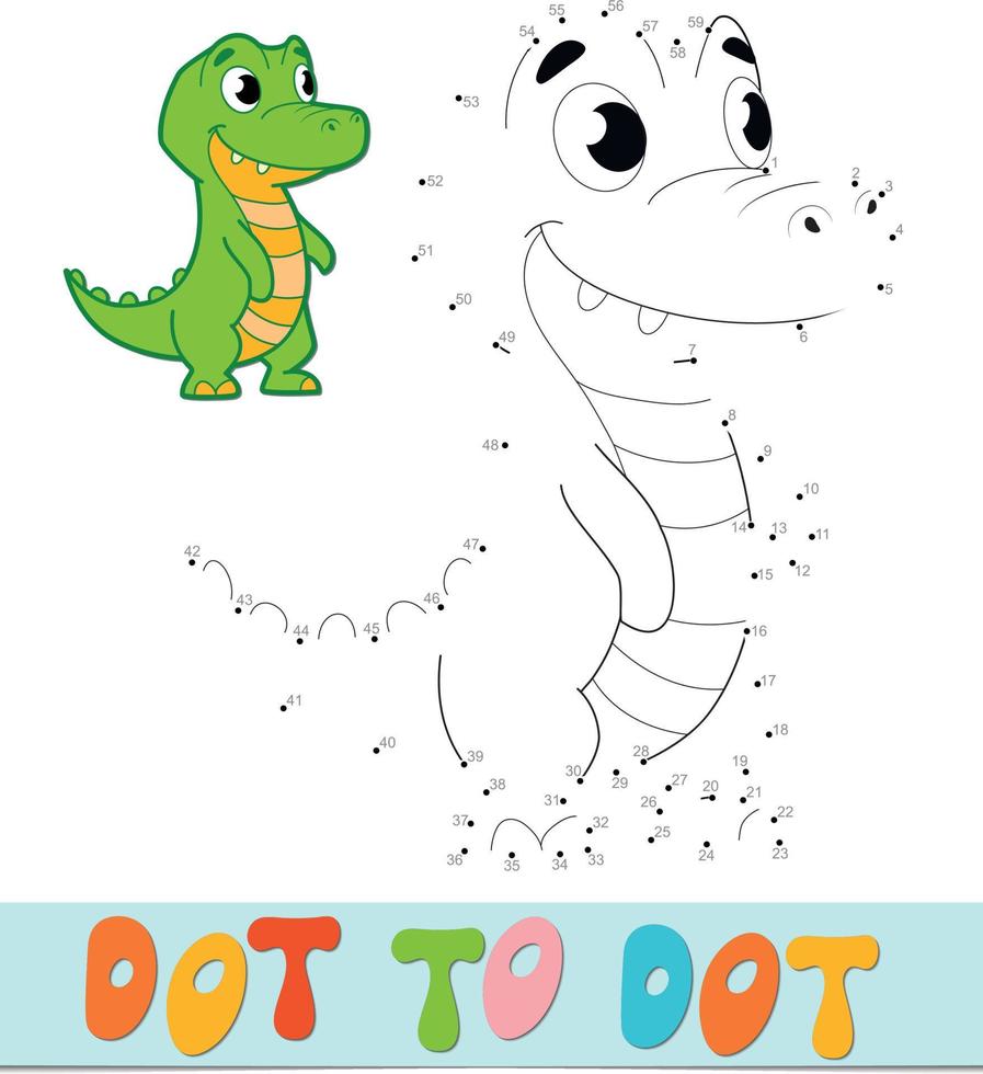 Dot to dot puzzle. Connect dots game. crocodile vector illustration