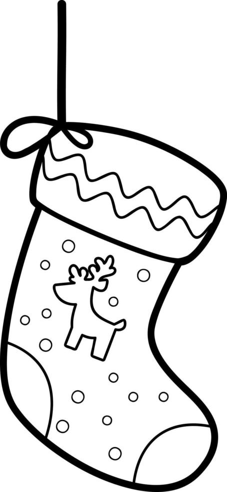 Christmas coloring book or page. Christmas Sock black and white vector ...