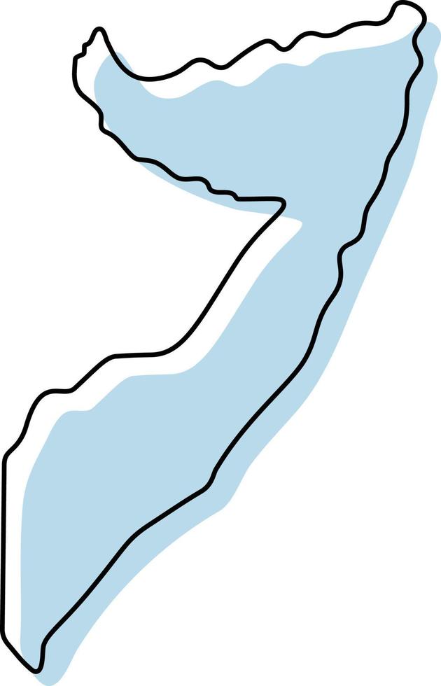 mapa de contorno simple estilizado del icono de somalia. Croquis azul mapa de somalia ilustración vectorial vector