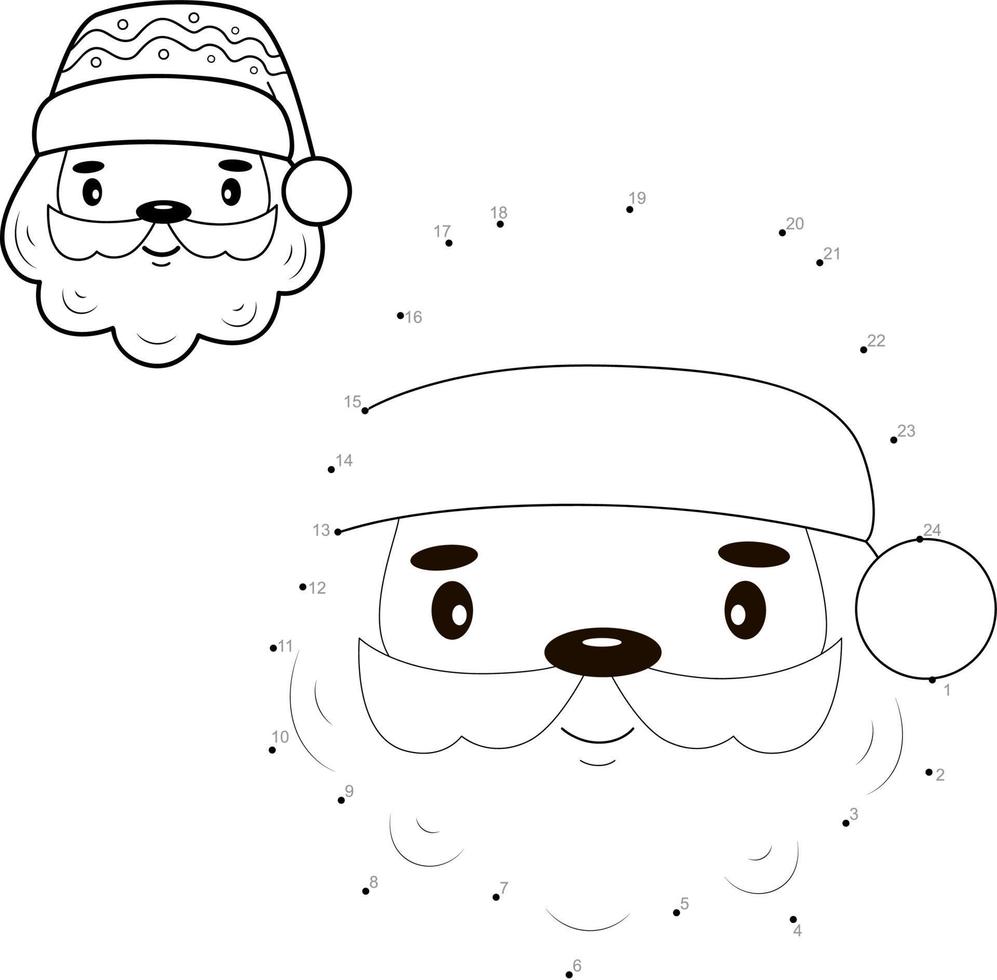 Dot to dot Christmas puzzle for children. Connect dots game. Christmas Santa Claus vector illustration
