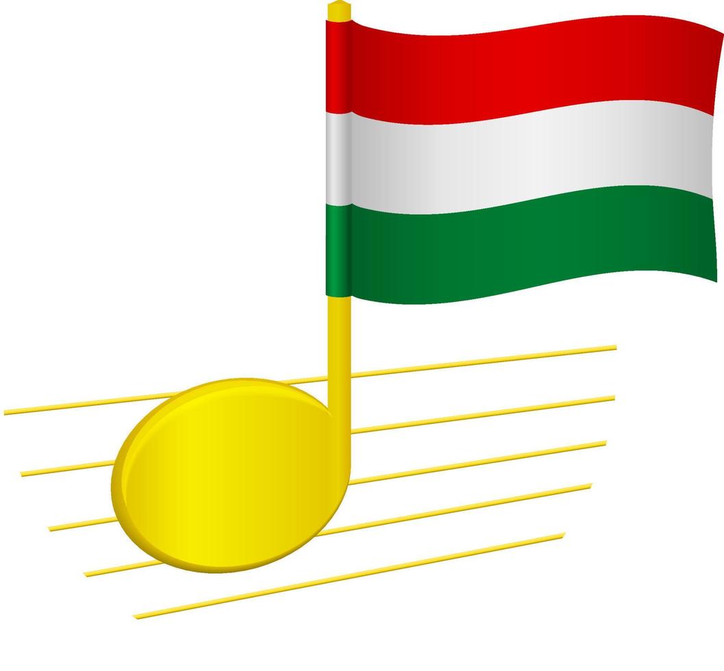 Hungary flag and musical note vector