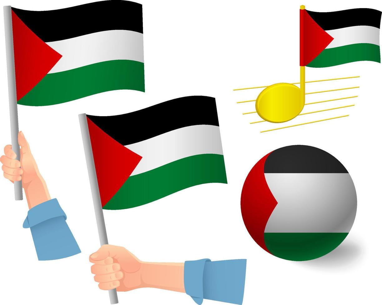 conjunto de iconos de bandera palestina vector