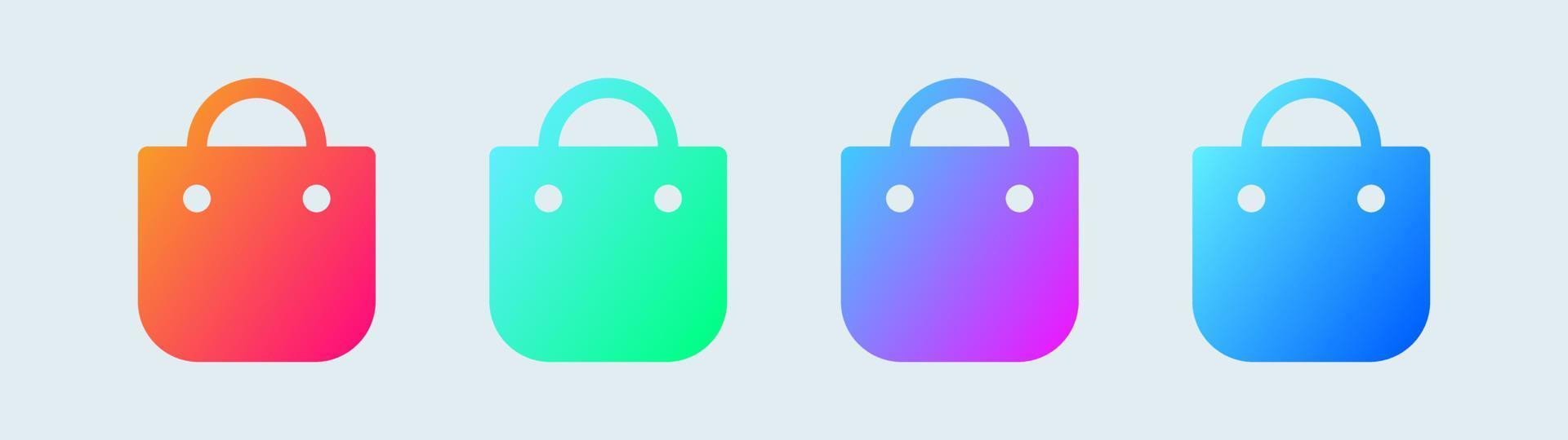 bolsa de compras icono sólido en colores degradados. signo de bolsa de compras para la interfaz de aplicaciones web o de comercio. vector