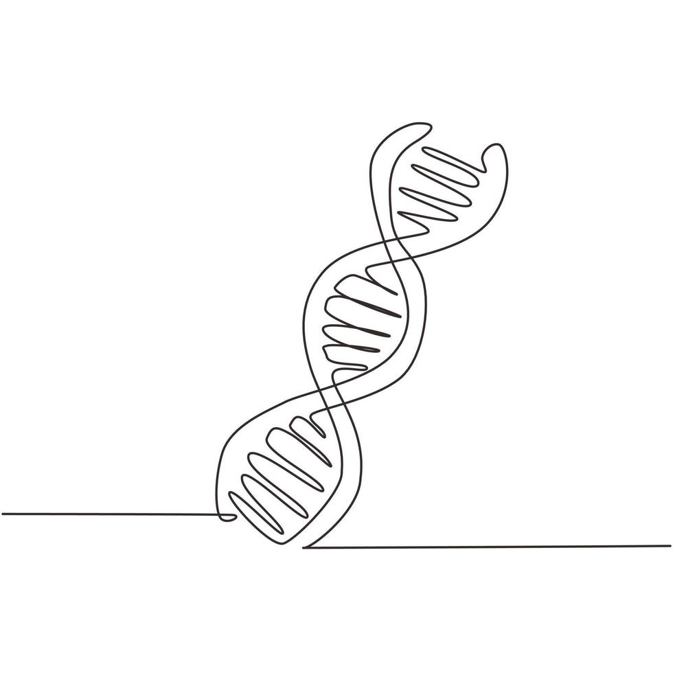 hélice de dibujo de una sola línea o adn. estilo de estructura alámbrica de  baja poli.