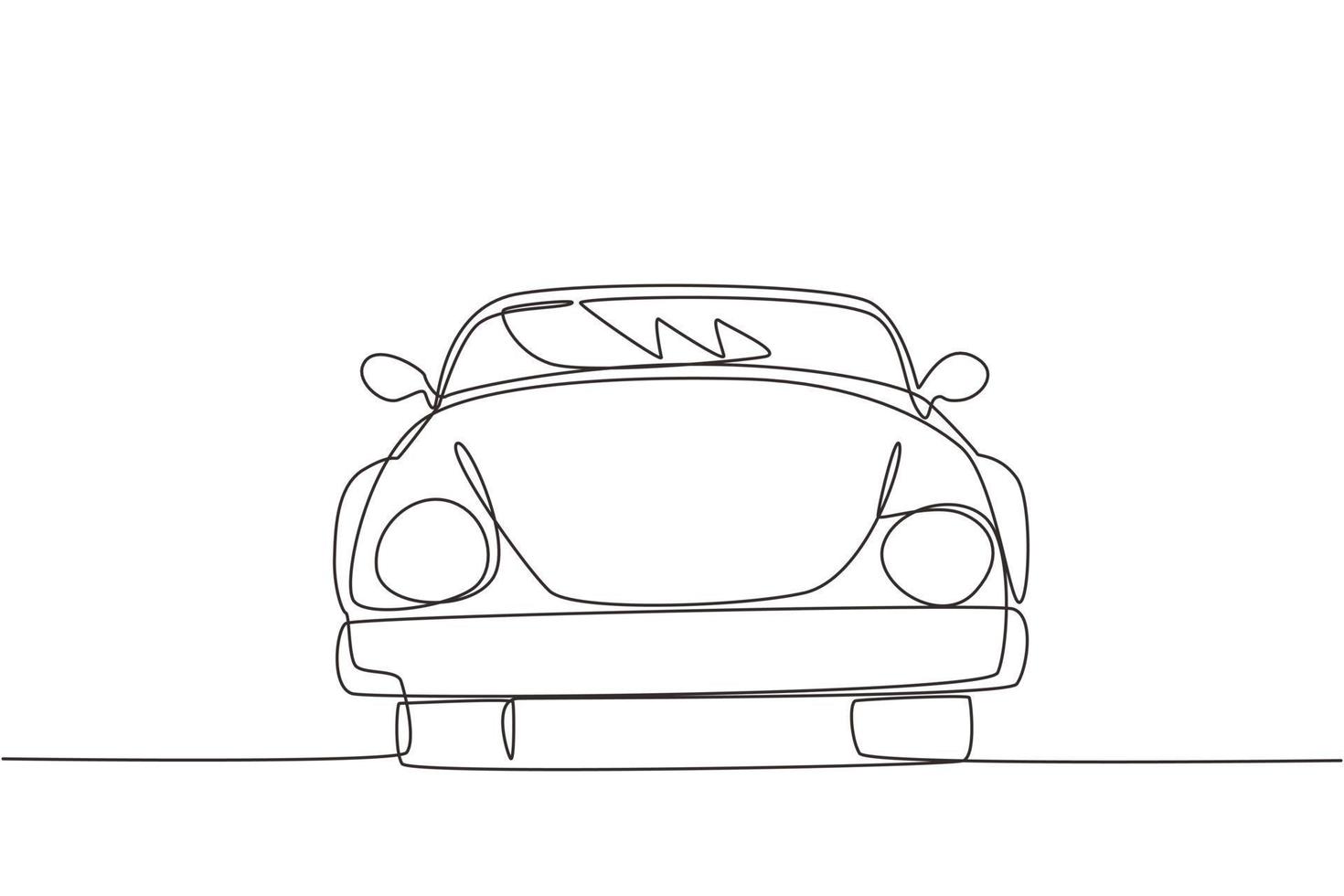 Single one line drawing cabriolet car. Beauty sport business comfortable cabrio automobile supercar. Classic retro motor vehicle model. Modern continuous line draw design graphic vector illustration