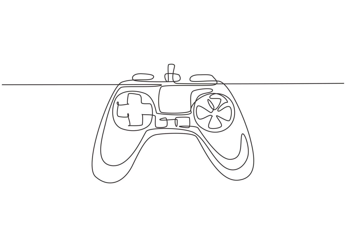 Single continuous line drawing video games PlayStation gaming controller. Computer game competition. Gaming concept for fun. Joysticks isolated. One line draw graphic design vector illustration