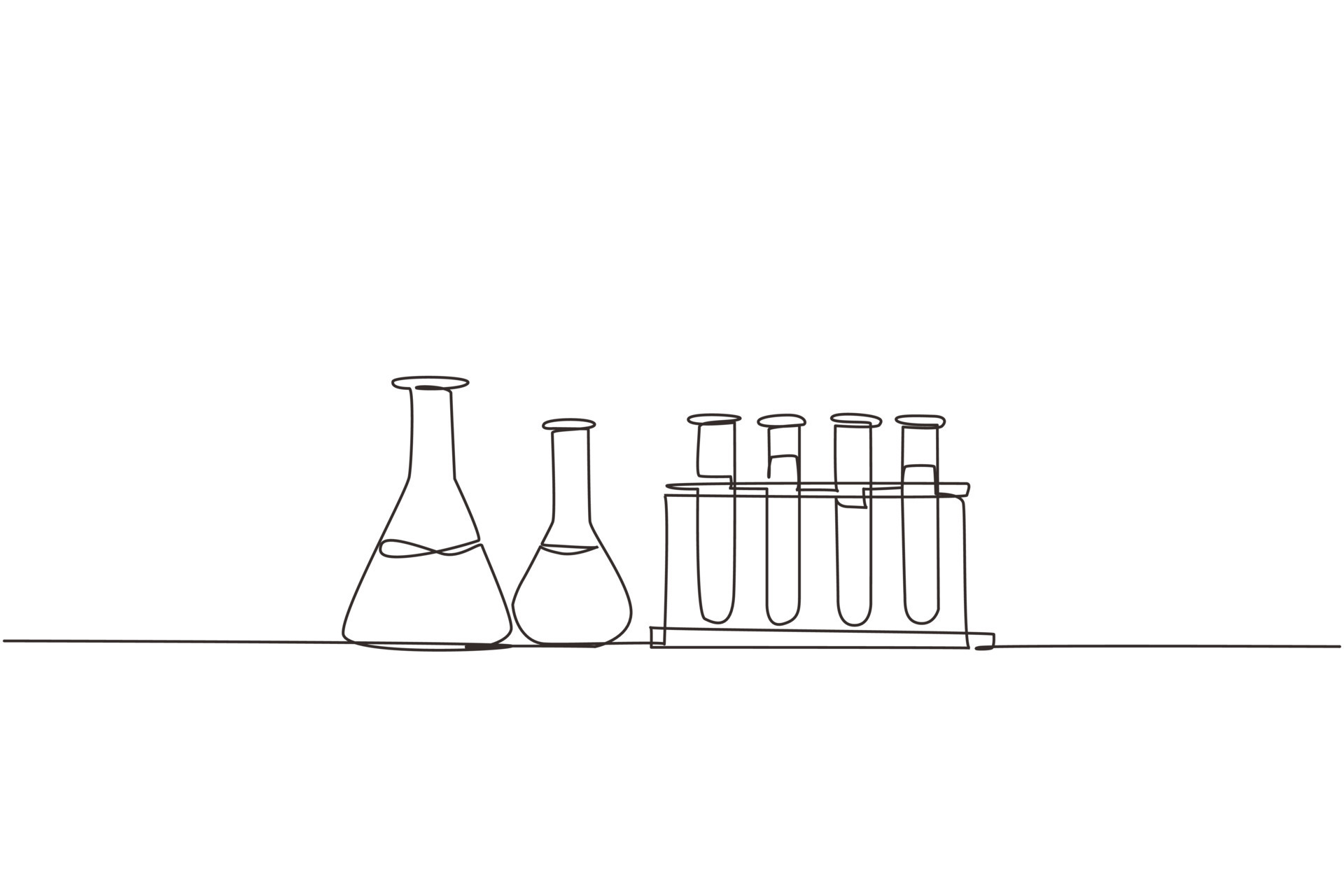 Single one line drawing chemical research laboratory equipment